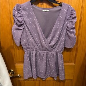 Maurices Lavender Polka Dot Blouse
